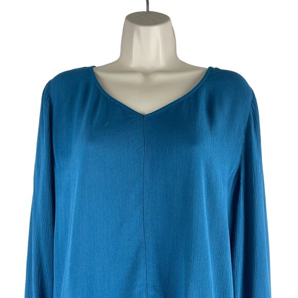 Soft Surroundings Mirabella Moroccan Ruffle Dress Lagenlook Teal Size M - Picture 3 of 8